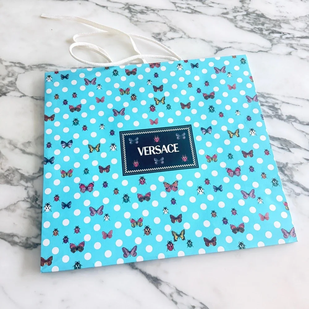Versace Dua Lipa La Vacanza Butterfly Ladybug Polka Dot Large Shopping Gift Bag